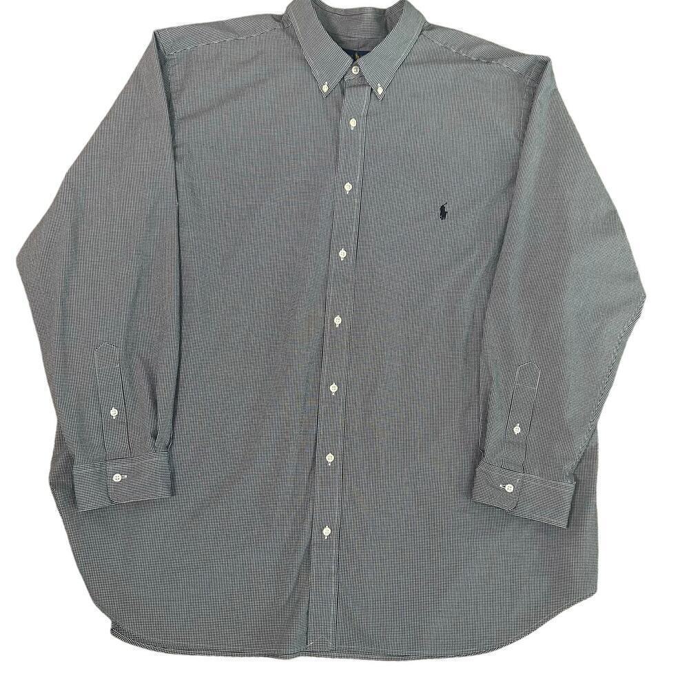 Ralph Lauren‎ men's black and white check stretch long sleeve poplin shirt 3XB